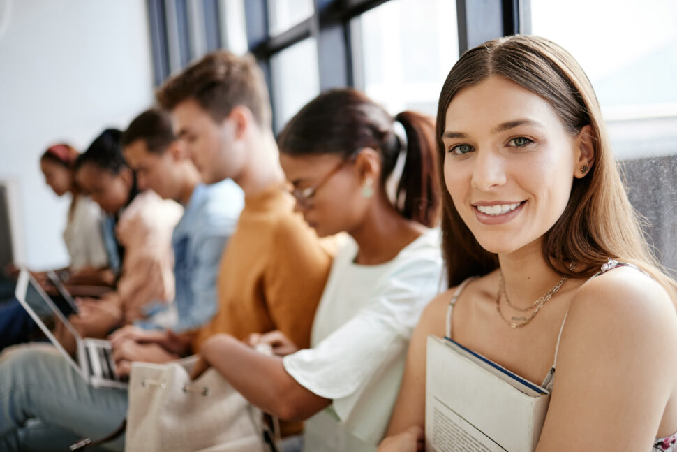 college student getting ready for interview